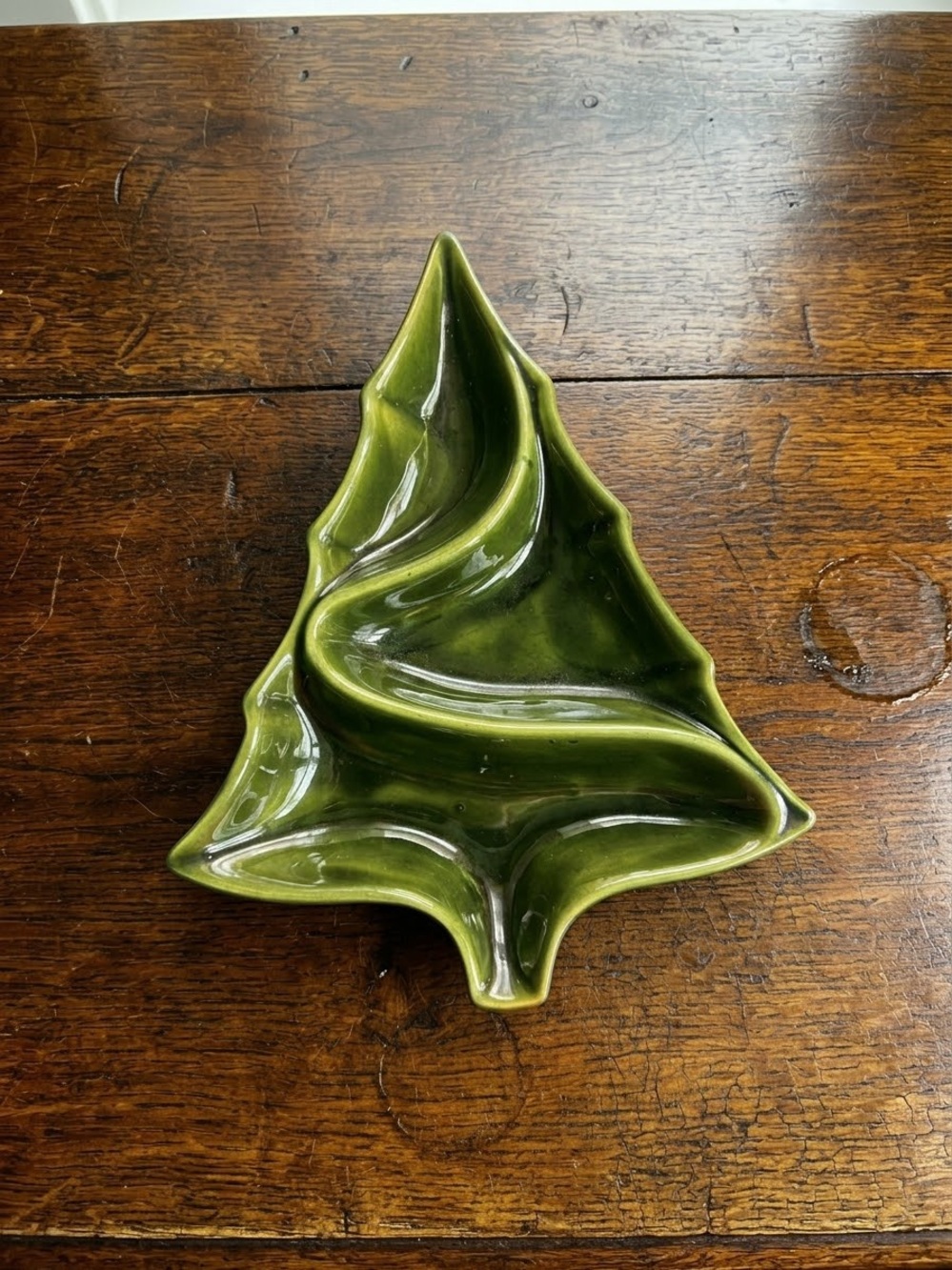 Vintage Green Ceramic Tree Serving Dish - Holiday Accent